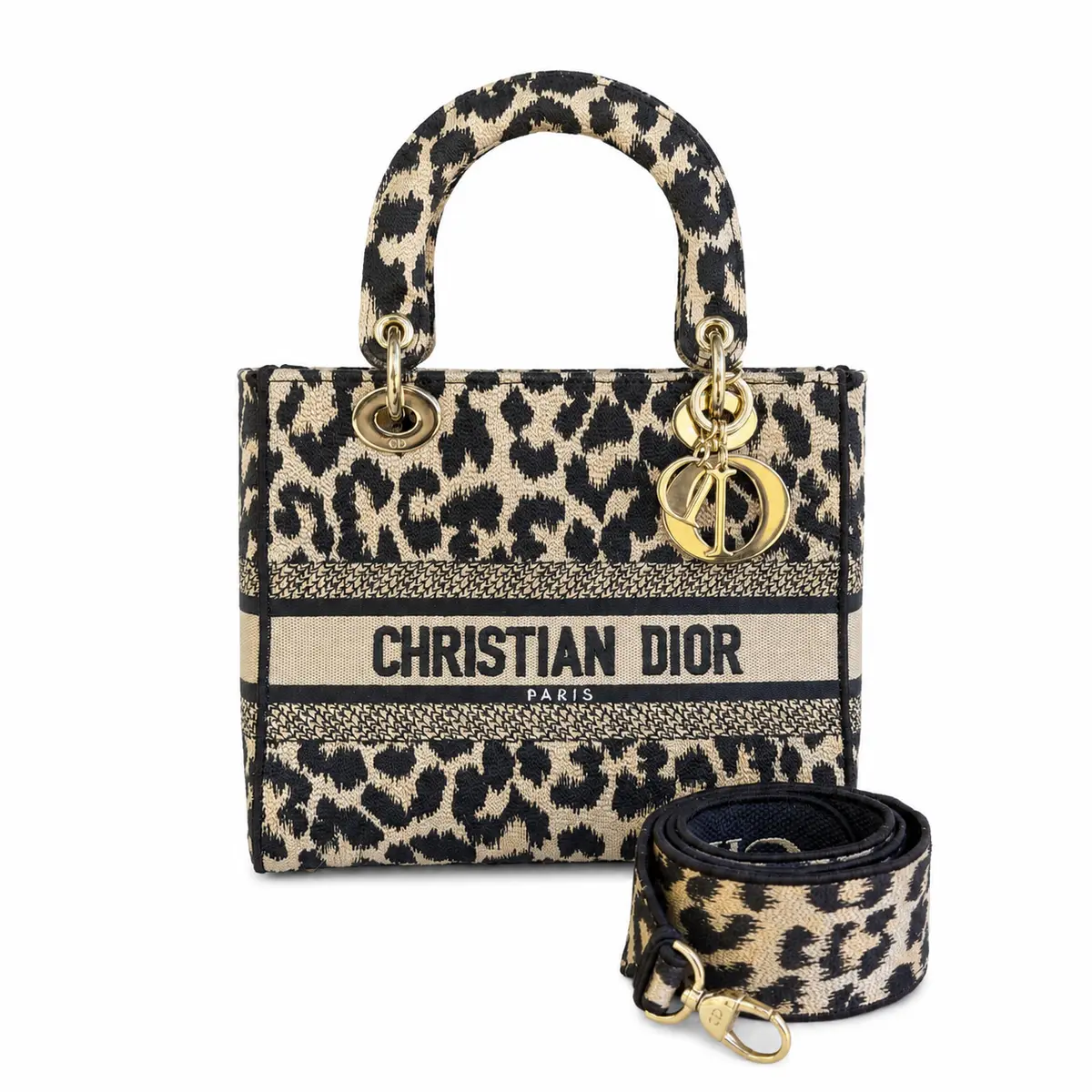 Dior Medium Embroidered Leopard Lady Dior