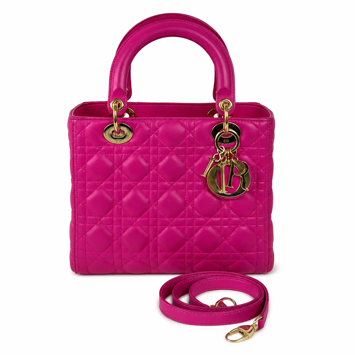 Pink Medium Lambskin Lady Dior