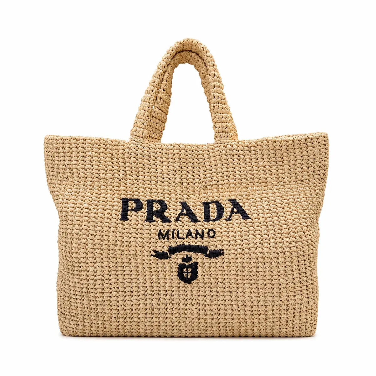 Prada Large Crochet Raffia Tote — view 1